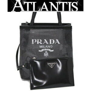 Prada sequin mesh handbag black